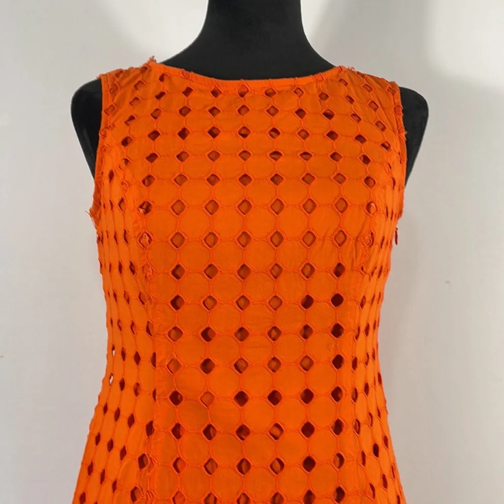 Nine West Orange Eyelet Dress, Sleeveless, Size 4 - Picture 13 of 14
